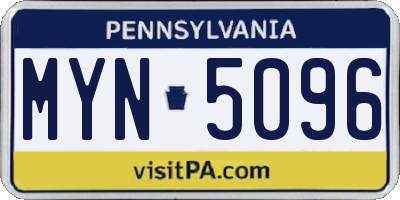 PA license plate MYN5096