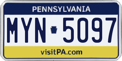 PA license plate MYN5097