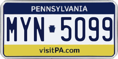 PA license plate MYN5099