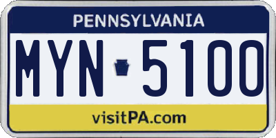PA license plate MYN5100