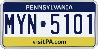 PA license plate MYN5101