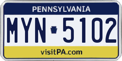 PA license plate MYN5102