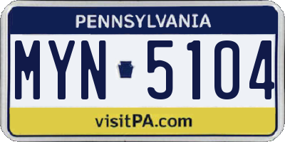 PA license plate MYN5104