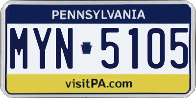PA license plate MYN5105