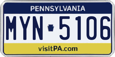 PA license plate MYN5106
