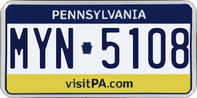 PA license plate MYN5108