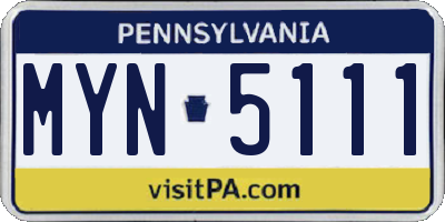 PA license plate MYN5111