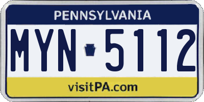PA license plate MYN5112