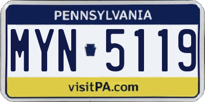 PA license plate MYN5119