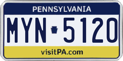 PA license plate MYN5120