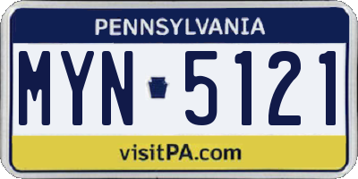 PA license plate MYN5121