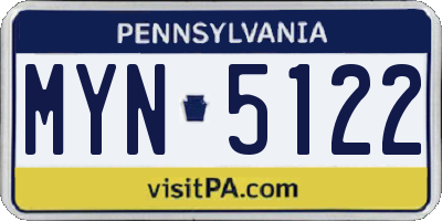 PA license plate MYN5122