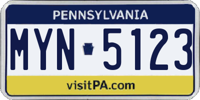 PA license plate MYN5123