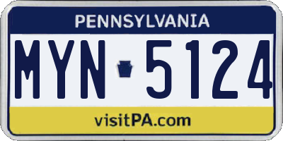PA license plate MYN5124