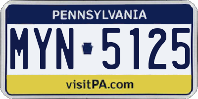 PA license plate MYN5125