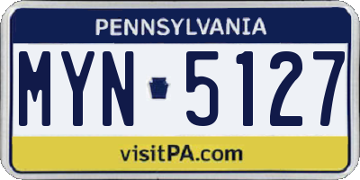 PA license plate MYN5127
