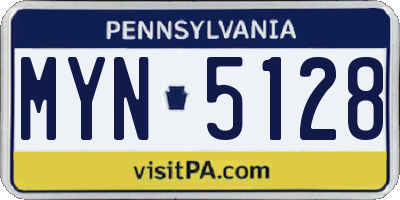 PA license plate MYN5128
