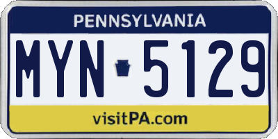 PA license plate MYN5129