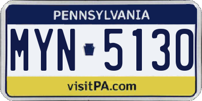 PA license plate MYN5130