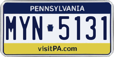 PA license plate MYN5131