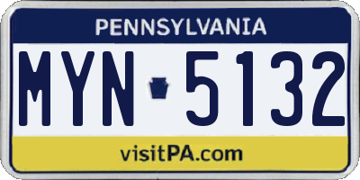 PA license plate MYN5132