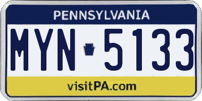 PA license plate MYN5133