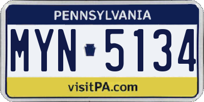 PA license plate MYN5134