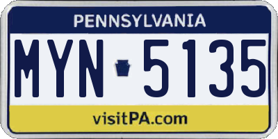 PA license plate MYN5135