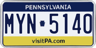 PA license plate MYN5140