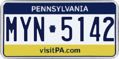 PA license plate MYN5142