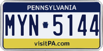 PA license plate MYN5144