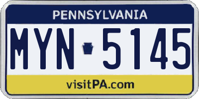 PA license plate MYN5145