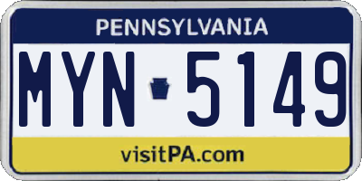 PA license plate MYN5149