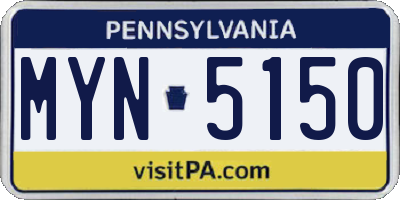 PA license plate MYN5150