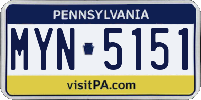 PA license plate MYN5151