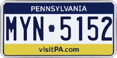PA license plate MYN5152