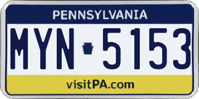 PA license plate MYN5153