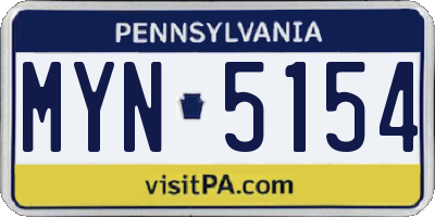 PA license plate MYN5154