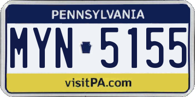 PA license plate MYN5155