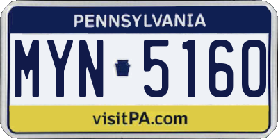 PA license plate MYN5160