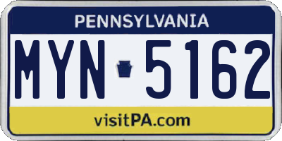 PA license plate MYN5162
