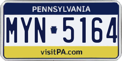 PA license plate MYN5164