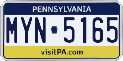 PA license plate MYN5165