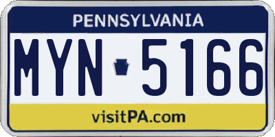 PA license plate MYN5166