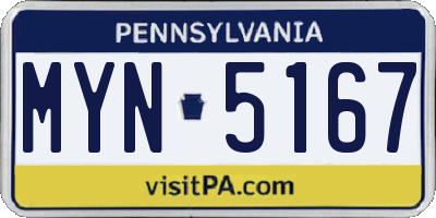 PA license plate MYN5167