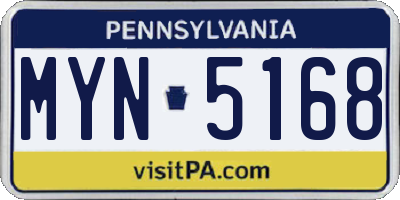 PA license plate MYN5168