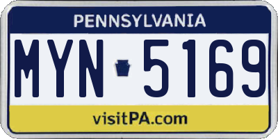 PA license plate MYN5169