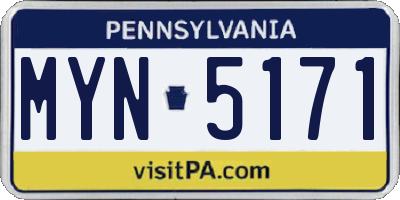 PA license plate MYN5171