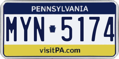 PA license plate MYN5174