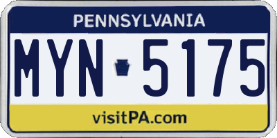 PA license plate MYN5175